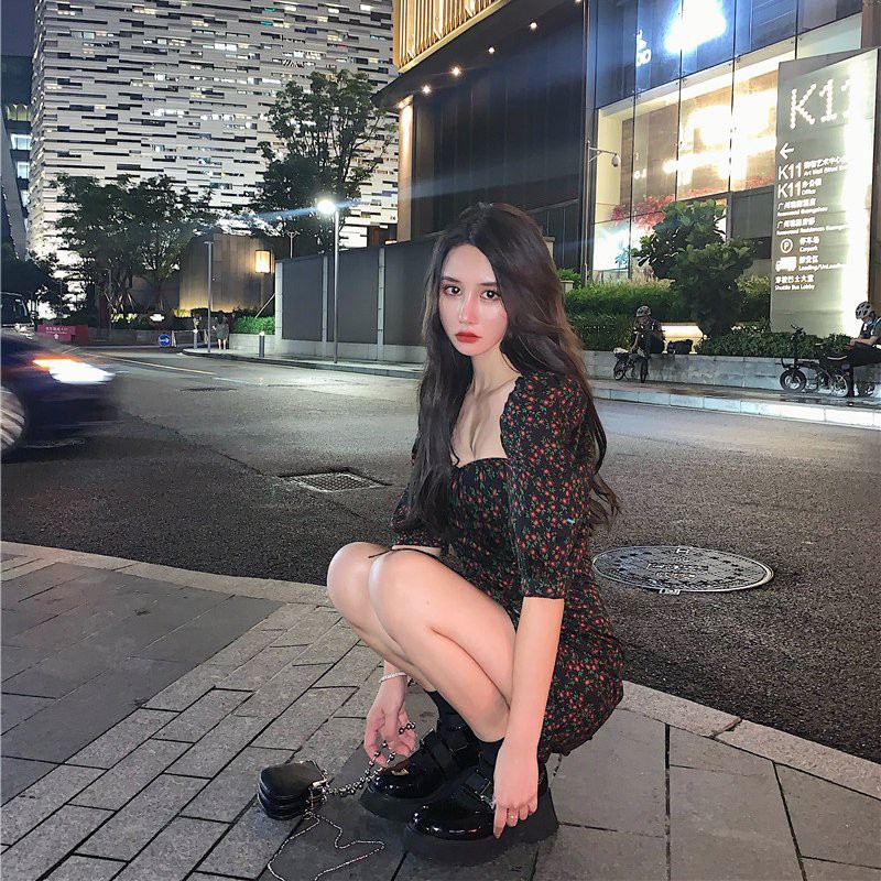 Váy Nữ Cổ Vuông , Đầm Nữ Hoa Nhí Tay Phồng Sexy SIXTEEN. | BigBuy360 - bigbuy360.vn