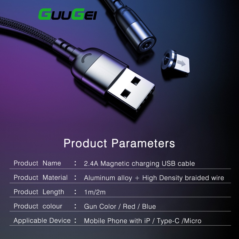 Cáp sạc nam châm GUUGEI cổng usb type c cho điện thoại Xiaomi