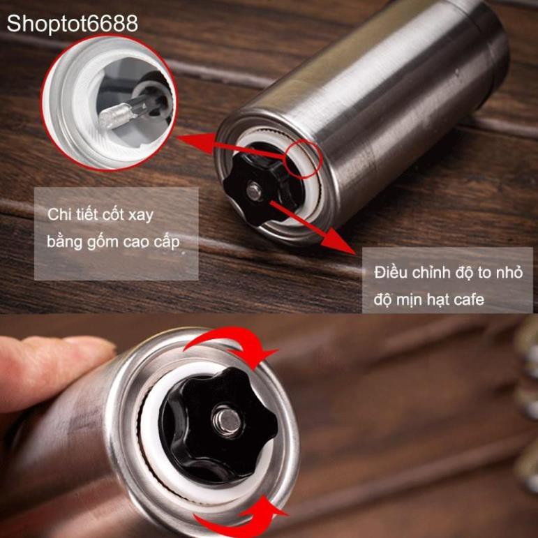 MÁY XAY CÀ PHÊ BẰNG TAY LÀM BẰNG THÉP INOX KHÔNG GỈ (Kho hàng Hà Nội)