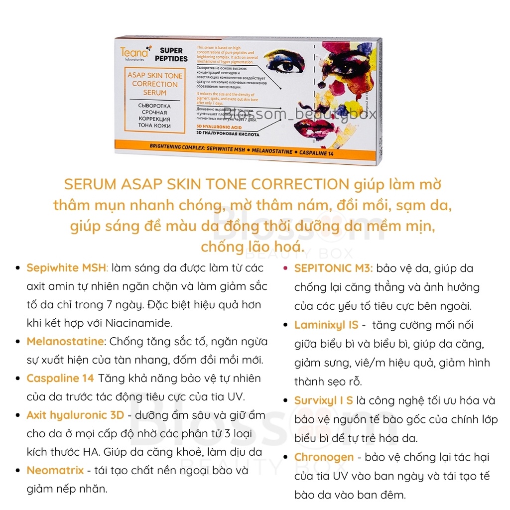 HSD 01/24 - Serum giảm thâm mụn, nám tàn nhang TEANA ASAP super peptides 20ML