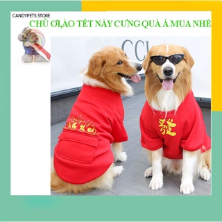 Áo tết cho chó mèo,áo tết chó lớn nhỏ,quần áo thú cưng size lớn có kèm túi chất nỉ cao cấp giá rẻ2022  từ 1kg -dưới 60kg