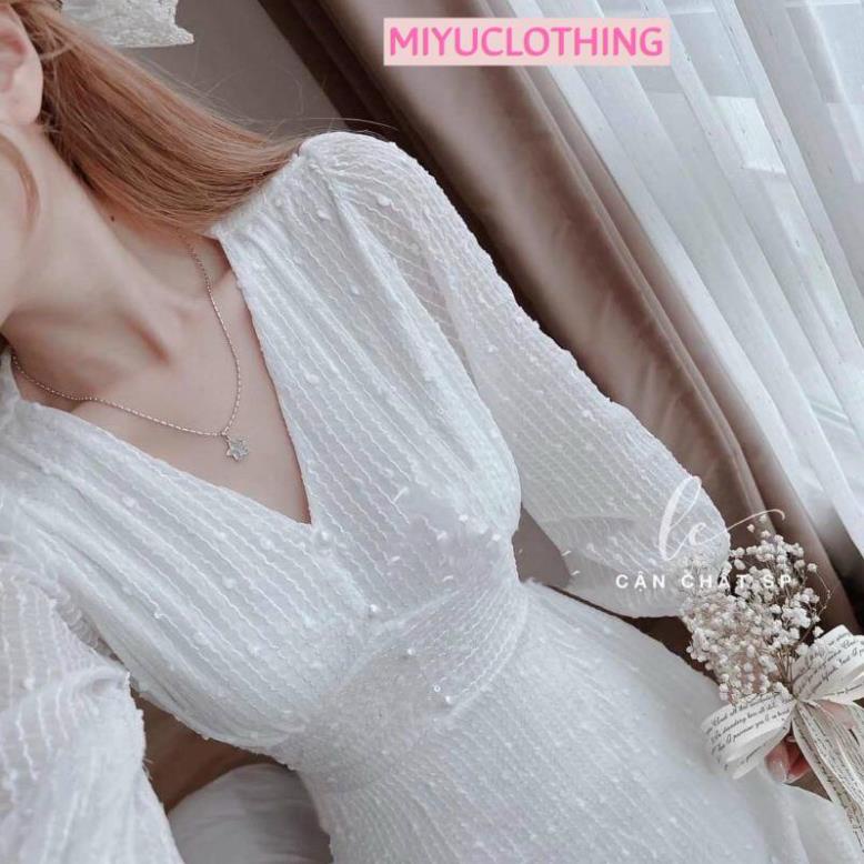 Váy cưới cô dâu đi bàn đơn giản đẹp đầm cưới cô dâu dự tiệc trắng dài tay đẹp dáng xòe cao cấp sang trọng Miyuclothing
