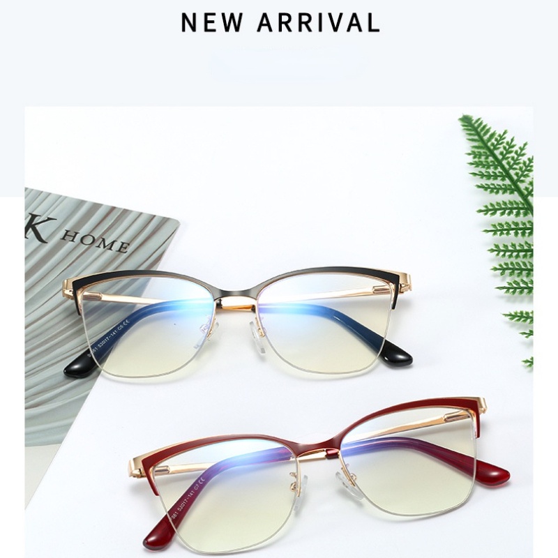 Mắt Kính Gọng Kim Loại Tròng Kính Chống Bức Xạ Thời Trang