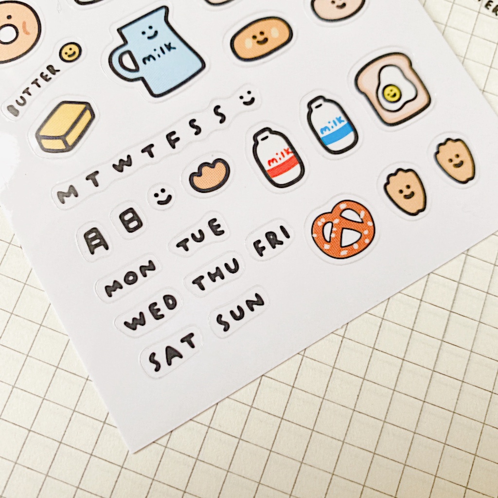 Sticker cute hình dán chủ đề bánh mì dễ thương hàn quốc - Gấu Thỏ House