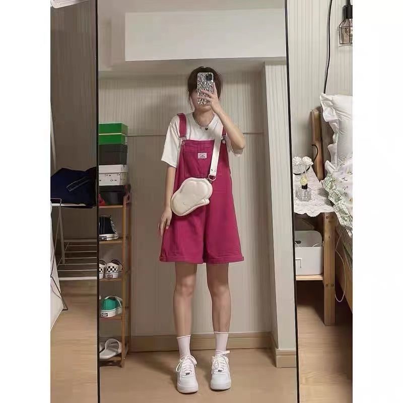 Bộ Áo Liền Quần Hai Dây Dáng Rộng Cỡ Lớn Phong Cách Nhật Bản Dễ Thương Thời Trang Mùa Hè Cho Nữ