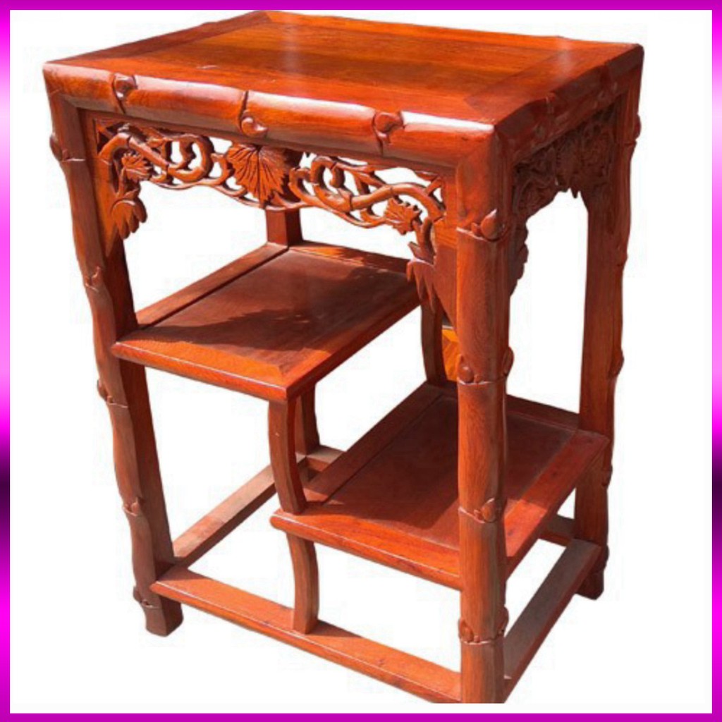 Đôn Trúc 2 Tầng Gỗ Hương Vân Cao Cấp