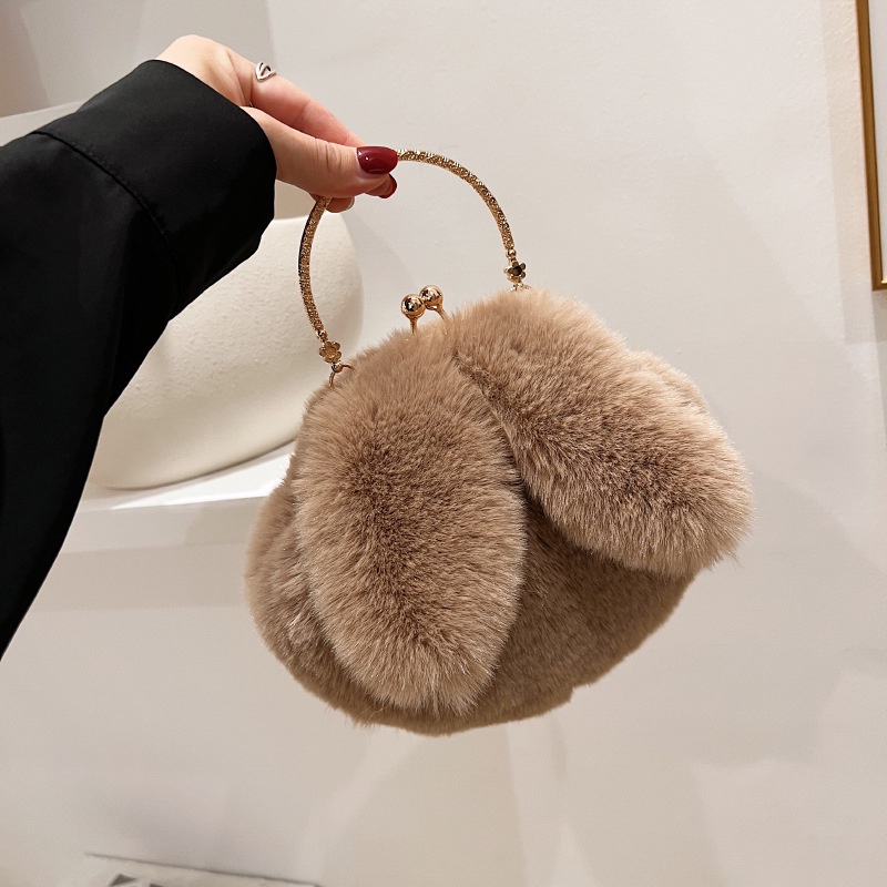 Túi Xách Đeo Vai Phủ Bông Hình Tai Thỏ Thời Trang Mùa Thu 2022 Dành Cho Nữ