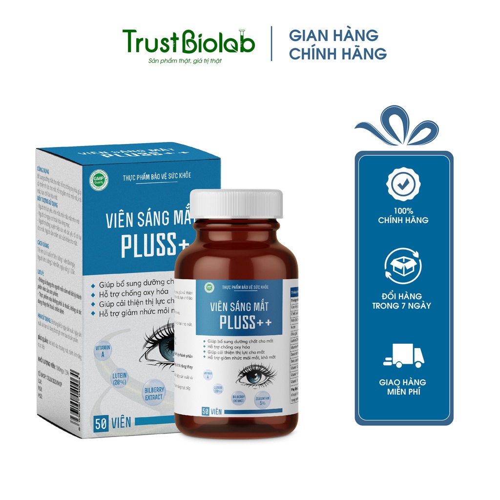 Viên Sáng Mắt Pluss ++ Hỗ trợ cải thiện thị lực, giảm mỏi mắt, khô mắt, ngăn ngừa lão hóa mắt