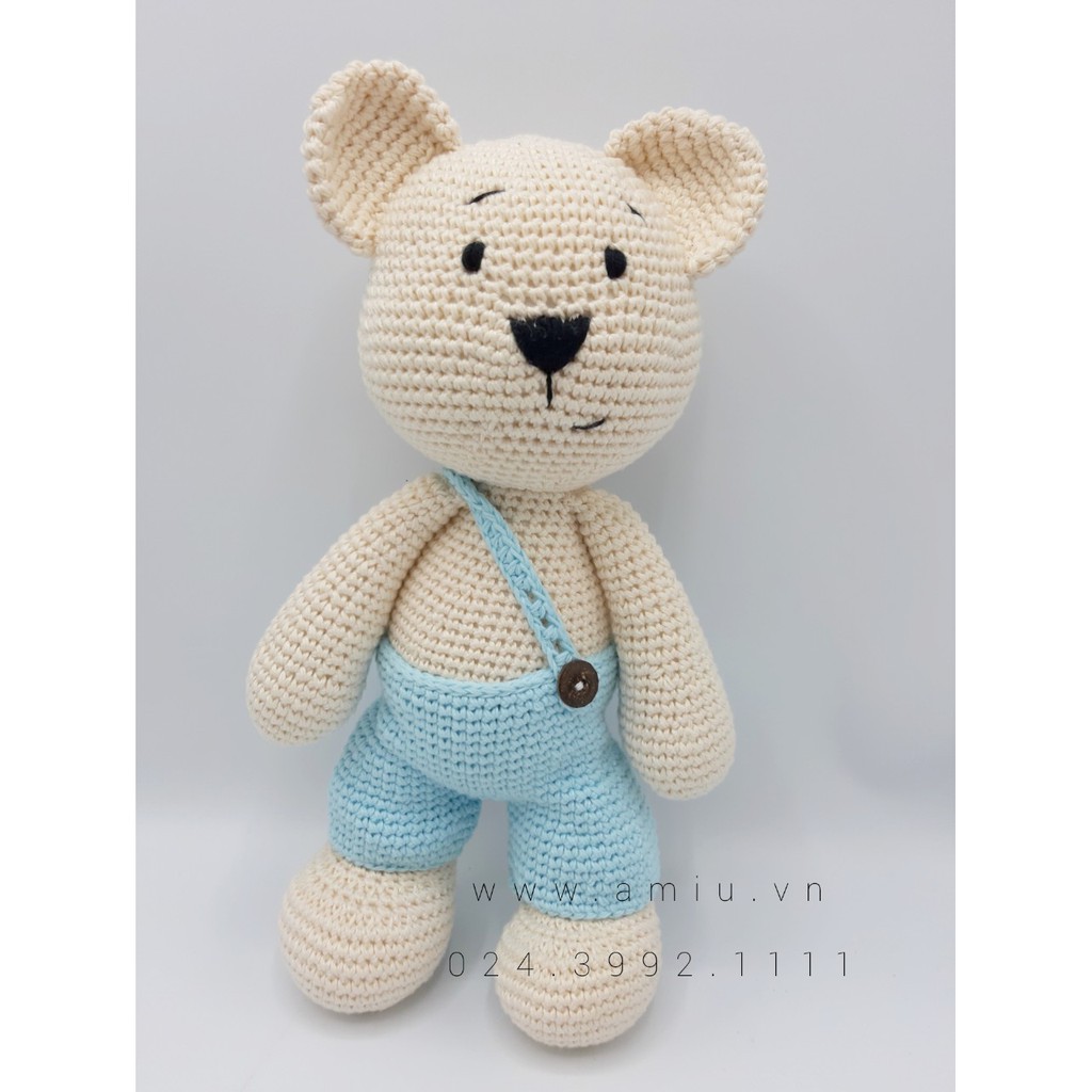 Gấu Teddy Quần Yếm Lệch - Thú len nhồi bông cao cấp Amiu Việt Nam