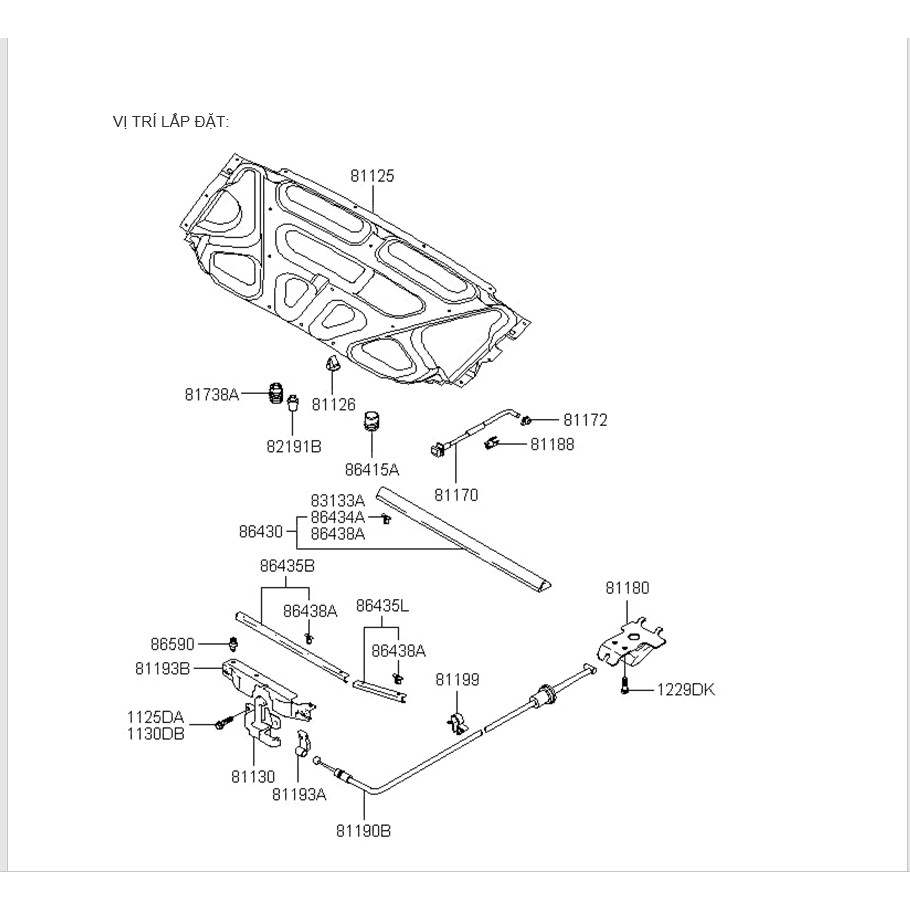 Vít nhựa capo cho nhiều dòng xe, ví dụ: ACCENT, KONA, KIA,... - Giá 1 cái - Ms: 8112637010