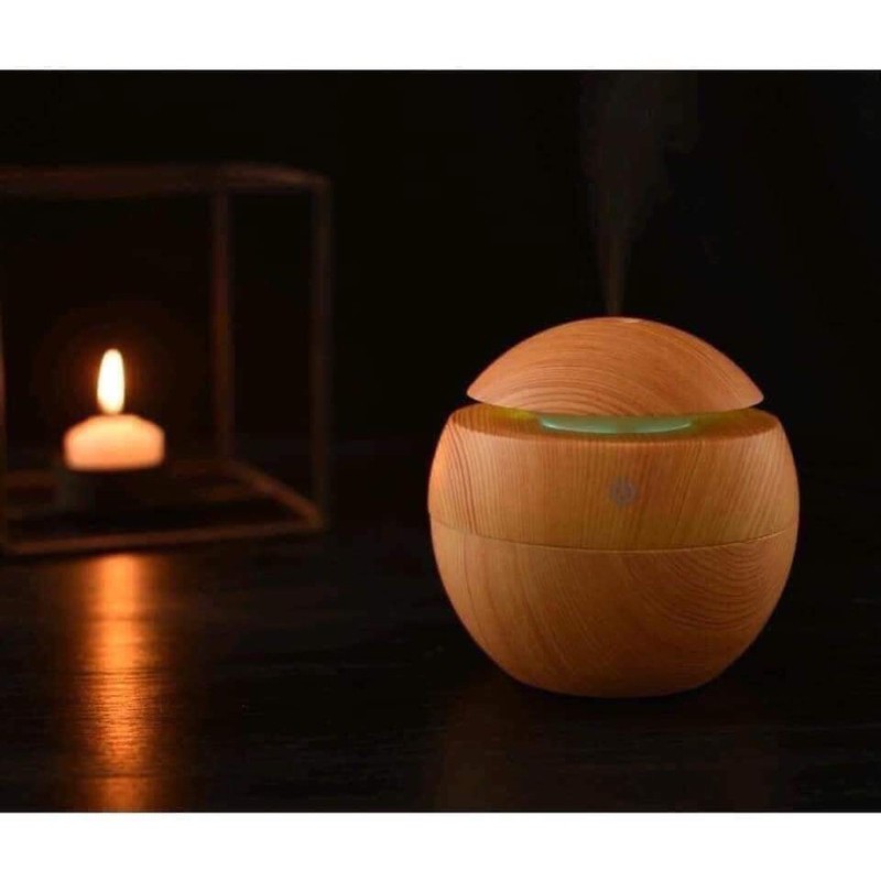 Máy xông tinh dầu, phun sương tạo ẩm vân gỗ cao cấp HÌNH TRÒN
