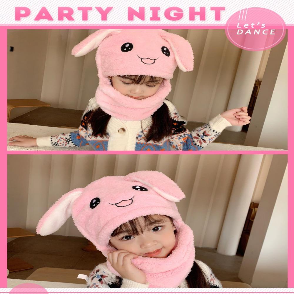 MIHAN1 Set Mũ Len Kèm Khăn Choàng Cổ Họa Tiết Hoạt Hình Dễ Thương Ấm Áp