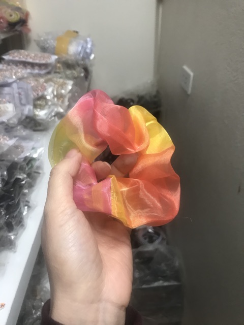 Sỉ 10 dây buộc tóc scrunchie vải bản to 4,5-5cm