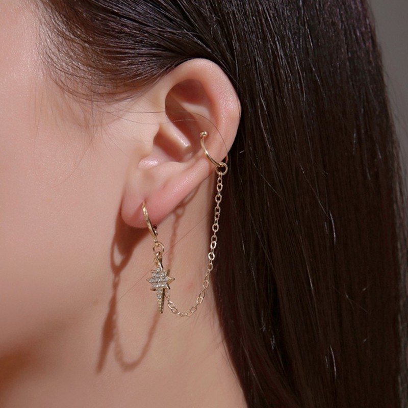 Khuyên kẹp vành tai dáng dài thời trang sành điệu cho nữ