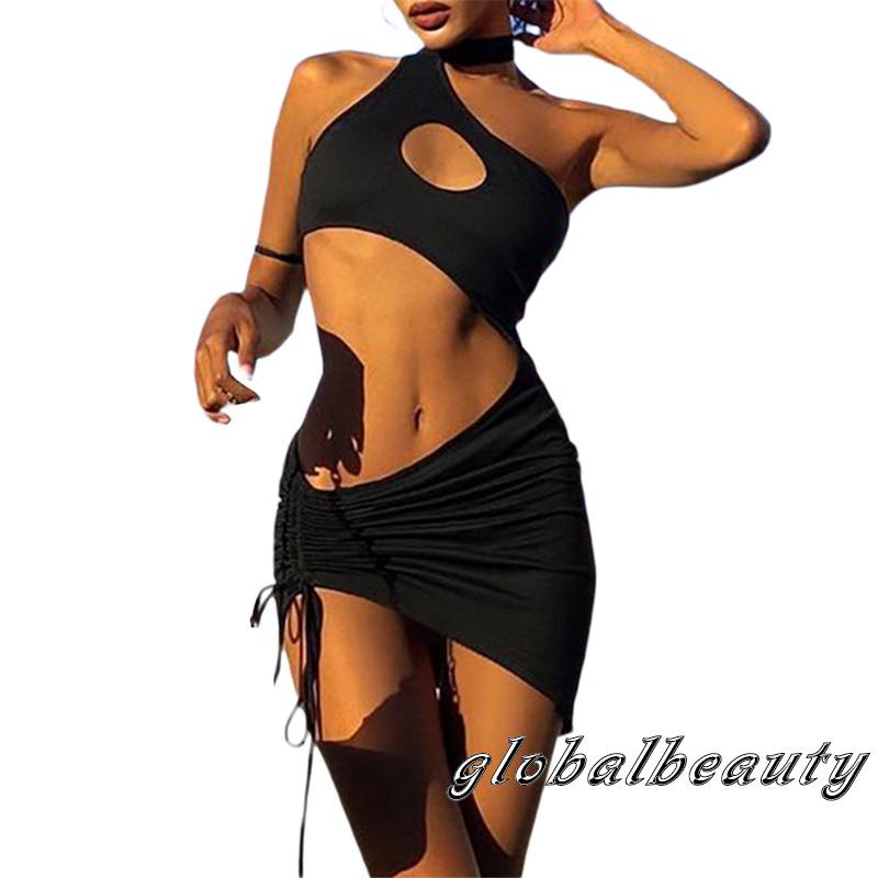 Đầm mini dáng ôm màu trắng đen quyến rũ thời trang mùa hè cho nữ 2022