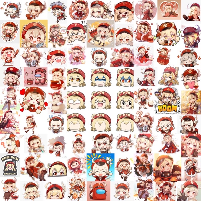 Ảnh Sticker Klee genshin impact 60 hinh ép lụa khác nhau / Hình dán genshin impact Klee