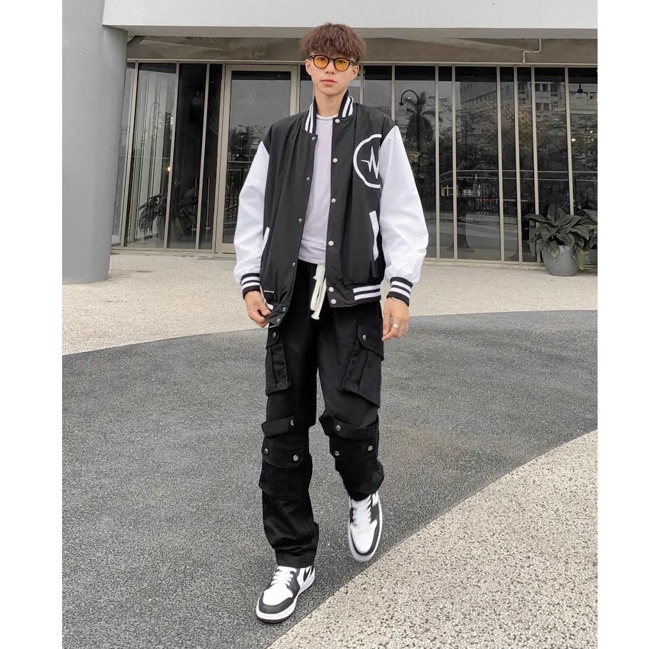 Áo Khoác MENTAL® /College Varsity Jacket/ Đen Trắng