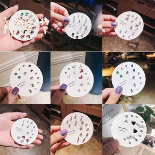 Bộ Bông Tai Hình Học / Hoa / Bướm / Trái Tim / Ngôi Sao / Ngọc Trai Bằng Hợp Kim Đính Đá Thời Trang Cho Nữ