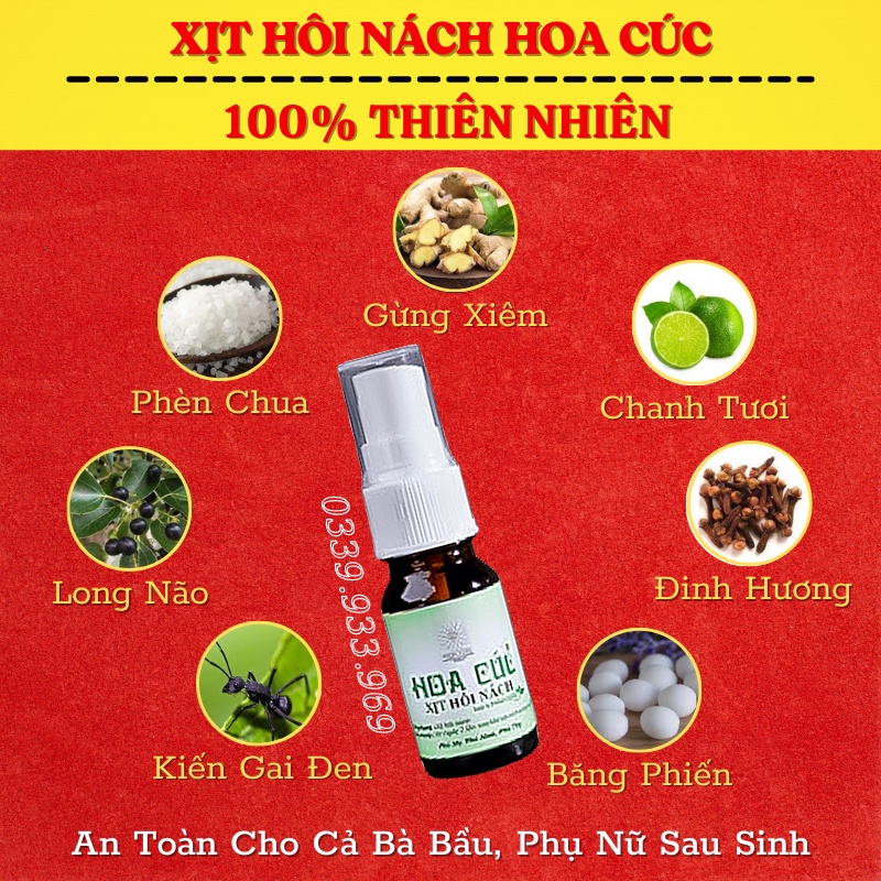 Xịt Hôi Nách Hoa Cúc Chính Hãng - Khử Mùi Hôi Nách - Ngăn Tiết Mồ Hôi - Giảm Thâm 10ml