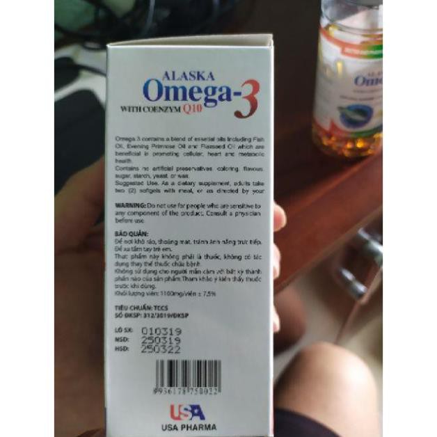 Dầu Cá Alaska Omega 3(100viên) - Bổ Não, Tăng Cường Thị Lực, Giảm Nguy Cơ Mắc Bệnh Tim Mạch, hộp 100viên