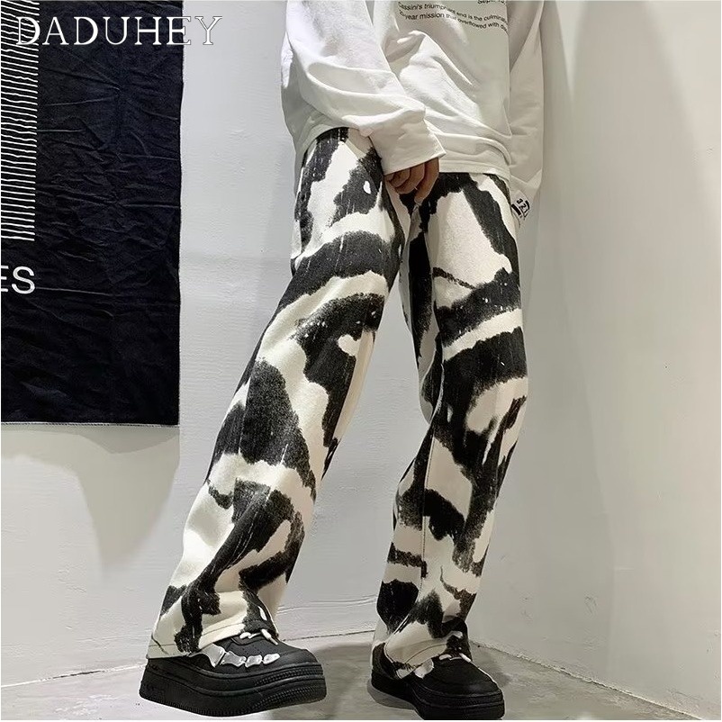 DaDuHey Autumn Loose Tide Tie-Dyed Street Casual Pants Men 2022 Camouflage Cargo Pants