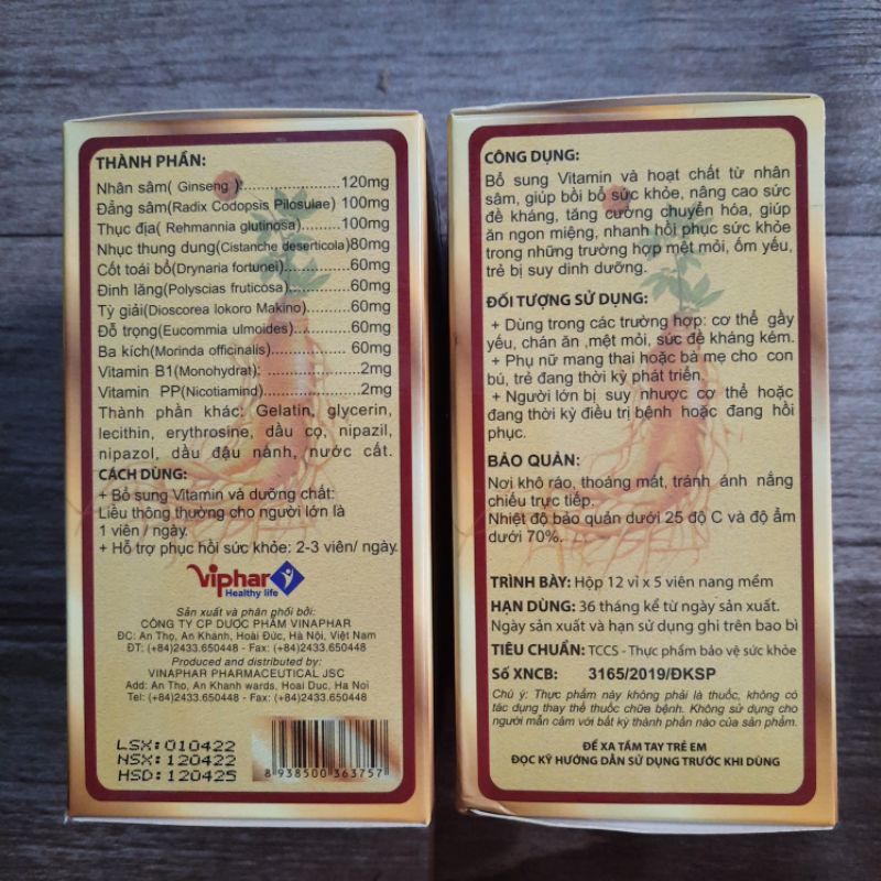 Viên uống nhân sâm HOMTAMIN GINSENG - Bổ sung vitamin, khoáng chất giúp bồi bổ cơ thể