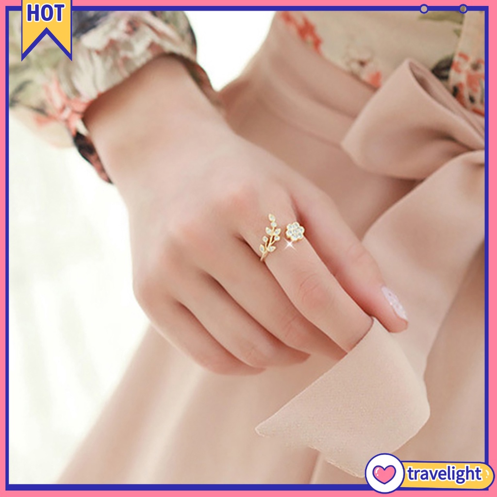 Nhẫn Hở Hình Cành Hoa Đính Đá Cho Nữ