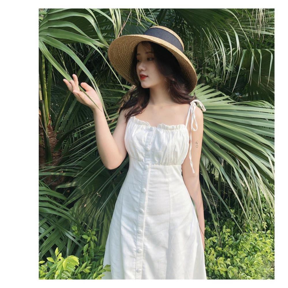 Đầm Đi Chơi,  Đầm maxi 2 dây xếp li đi biển vintage [BAO ĐẸP, BAO XINH]