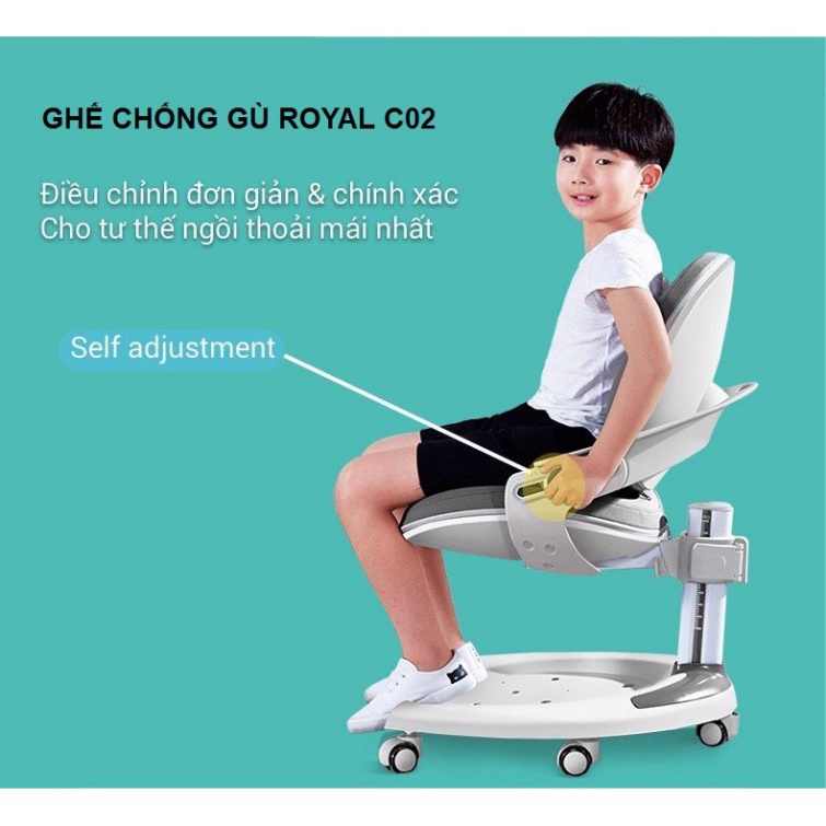 Bộ bàn học sinh thông minh chống gù, chống cận Royal D11 Pro và ghế chống gù C02D _momomart