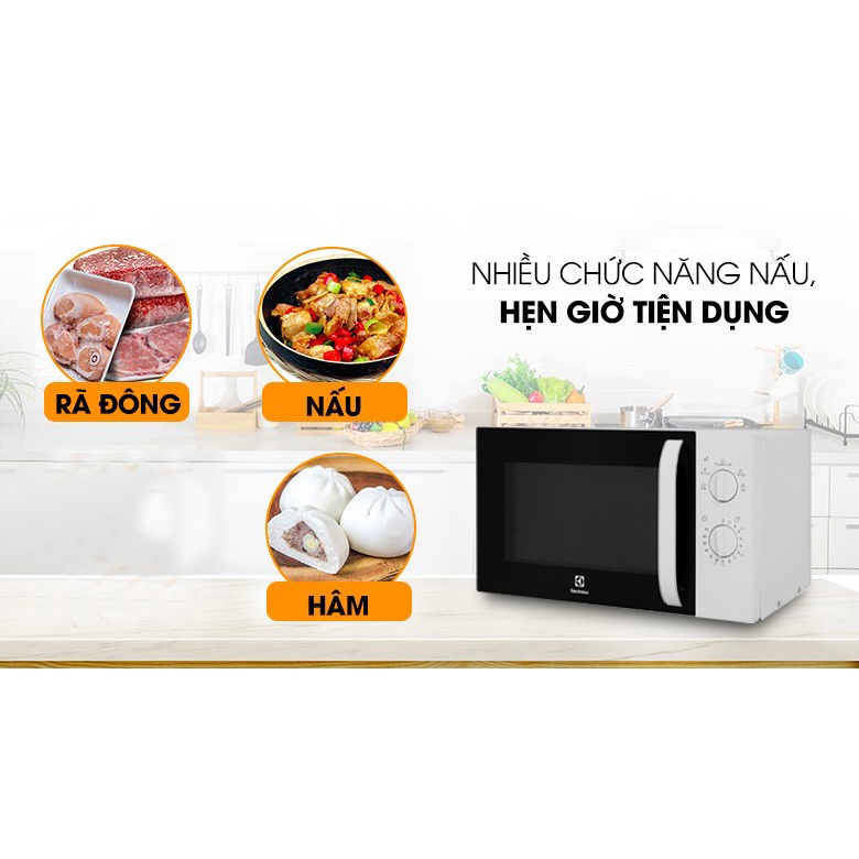 Lò vi sóng cơ Electrolux 23 lít EMM23K18GW, 800 W, có tay cầm - Hàng chính hãng