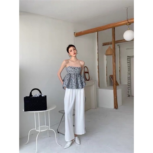 Áo hai dây hoạ tiết khoét lưng
