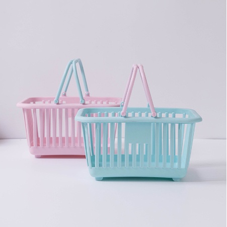 Giỏ vuông sọc dọc pastel đựng đồ GIN8 để bàn 16*13*8CM