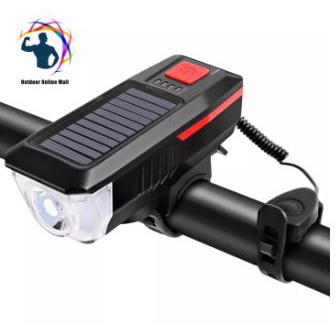 Đèn xe đạp sạc bằng năng lượng mặt trời, có chuông còi hú siêu to, 3 chế độ sáng siêu sáng- có thể sạc lại qua cổng USB