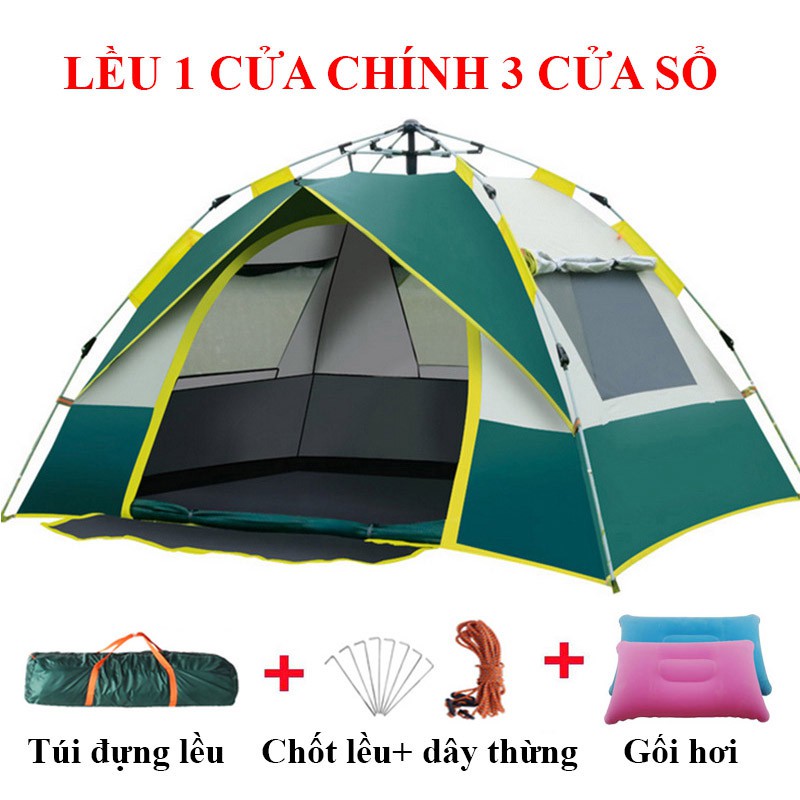 Lều Cắm Trại Lều Dã Ngoại Tự Bung 4- 6 Người 2 Lớp Chống Nước, Chống Tia UV