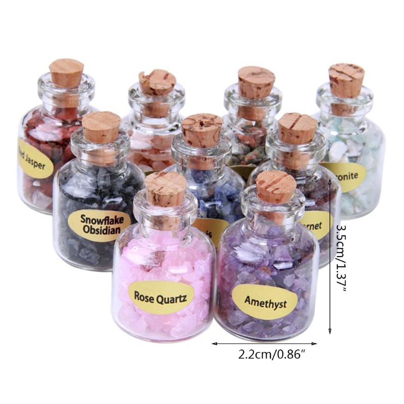 Aoto Bộ 9 Lọ Đá Quý Pha Lê Mini Chip Chữa Bệnh Bằng Đá Quý Reiki Wicca Bán Quý Decca