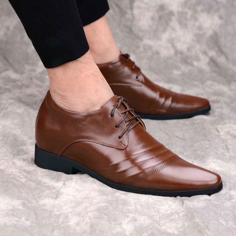 Giày công sở tăng chiều cao 7cm da bò ISHOESVN IS119_Giày nam