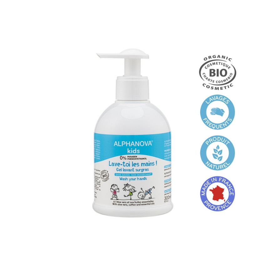 Nước rửa tay trẻ em hữu cơ Alphanova 300ml