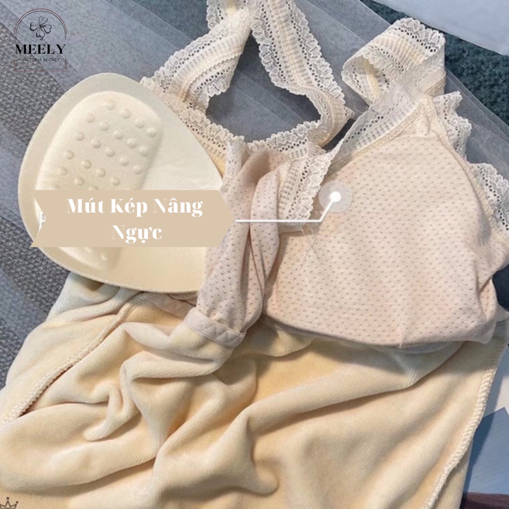 Áo Bra Lót Lông Dáng Dài Xuất Hàn Nữ, Áo Mặc Trong Vest Siêu Sexy, Áo 2 Dây Có Đệm Mút Nâng Ngực Freesize 45-60kg | BigBuy360 - bigbuy360.vn