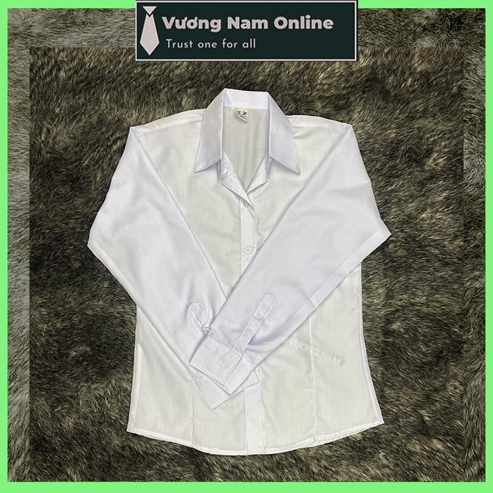 Áo sơ mi nữ trắng đi học sinh tay NGẮN DÀI hàng tiêu chuẩn vải kate tốt cấp 1 2 và 3 vạc bầu VN95A