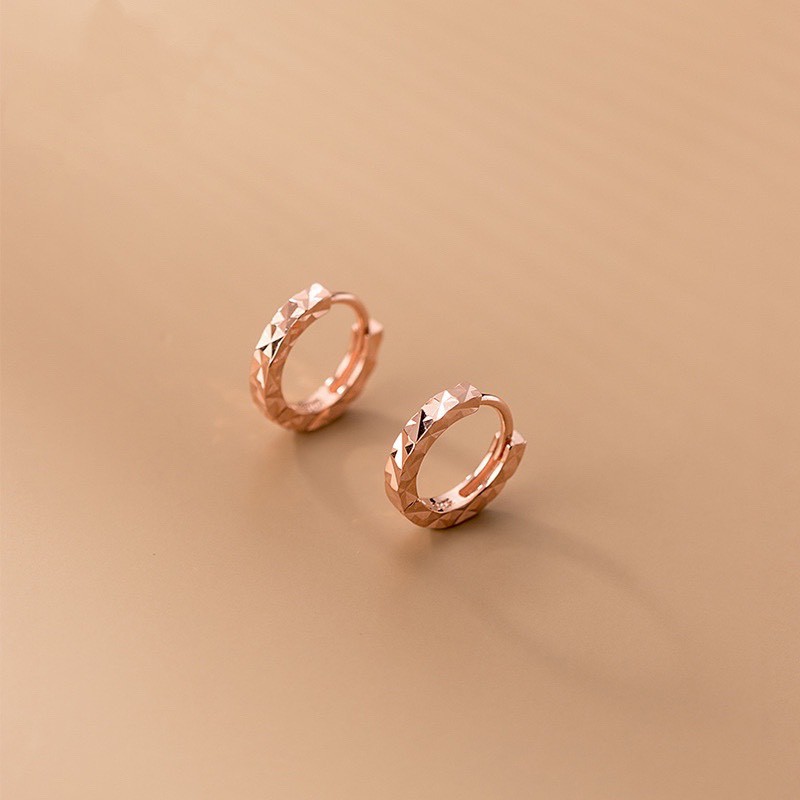 Bông tai bạc H.A.S dạng khoen trơn cắt máy - HK41