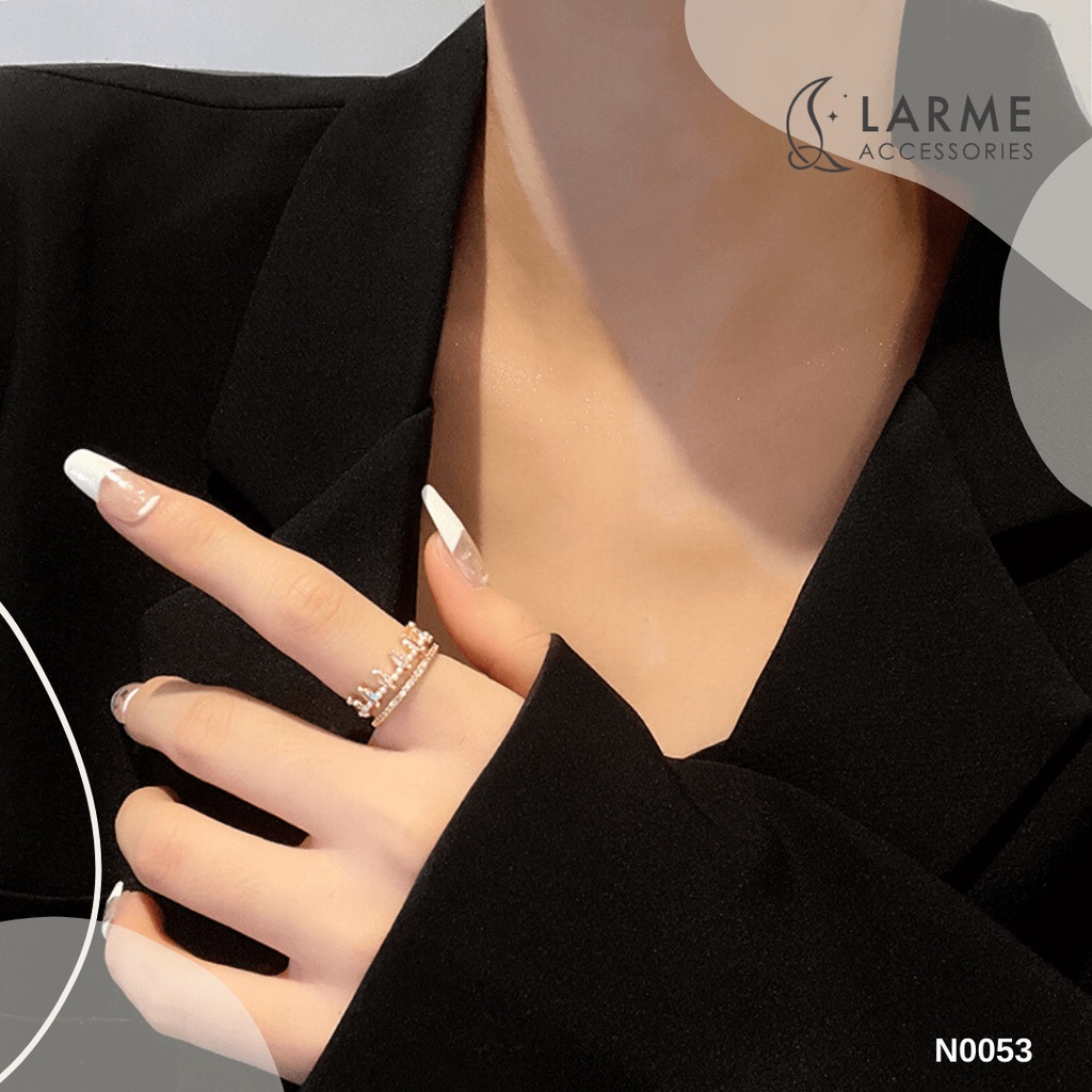 Nhẫn nữ freesize hình vương miện đơn giản Larme accessories -N0053
