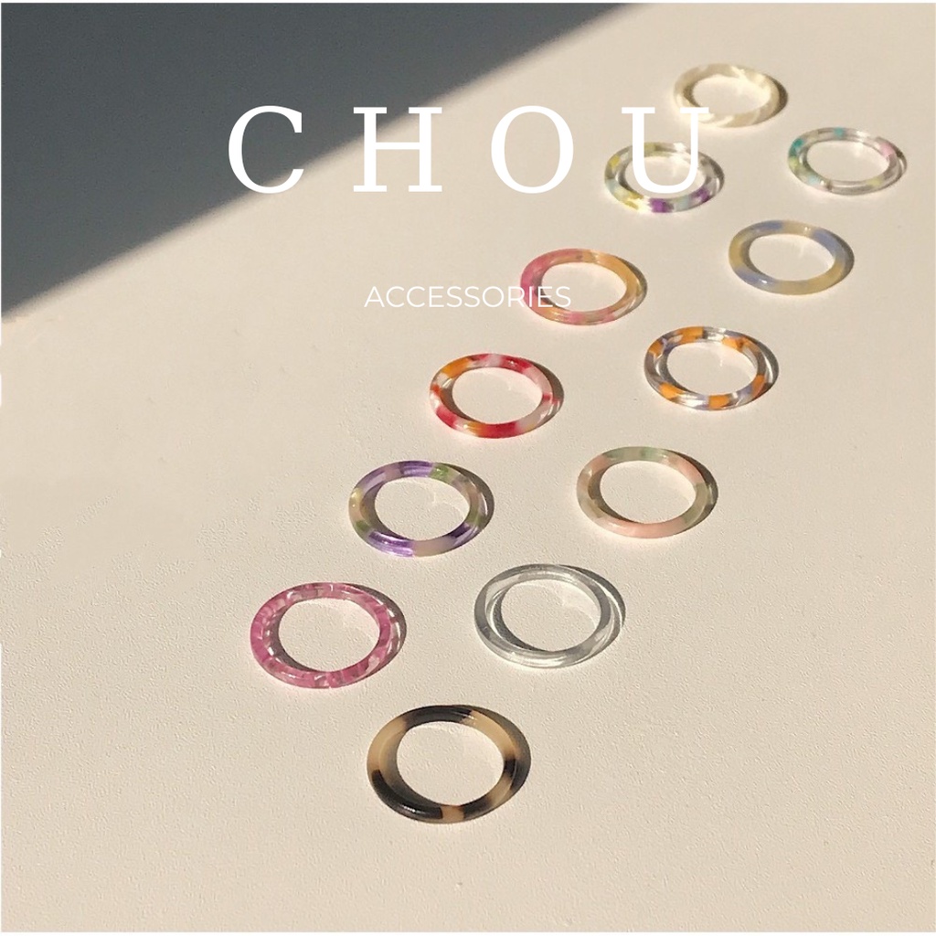 Nhẫn Nhưa Nhiều Màu Sắc Phong Cách Hàn Quốc | CHOU ACCESSORIES |