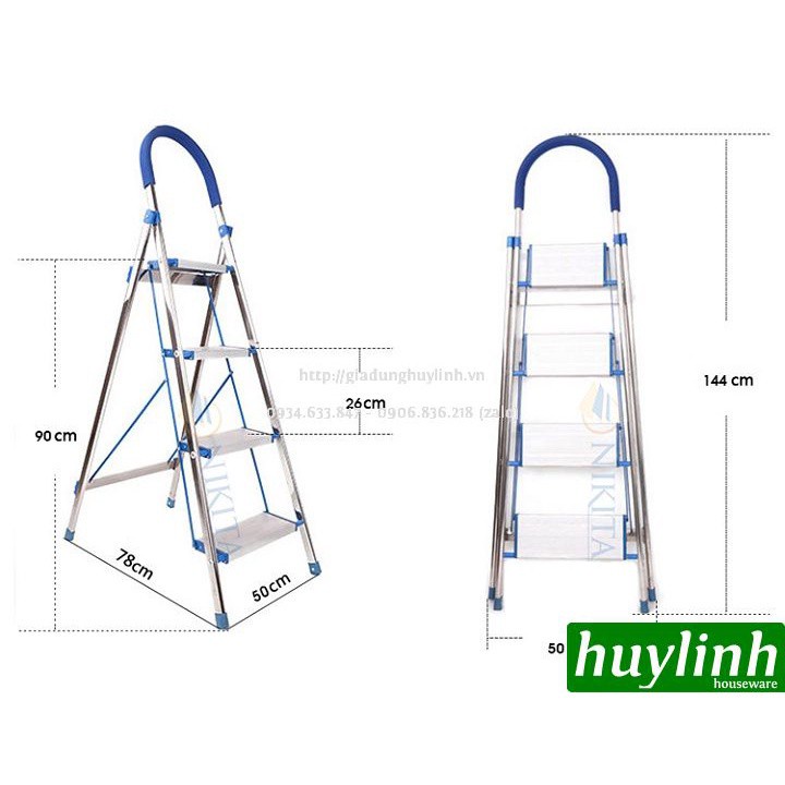 Thang nhôm ghế bản lớn Nikita NKT-DL04 - 4 bậc - 90cm