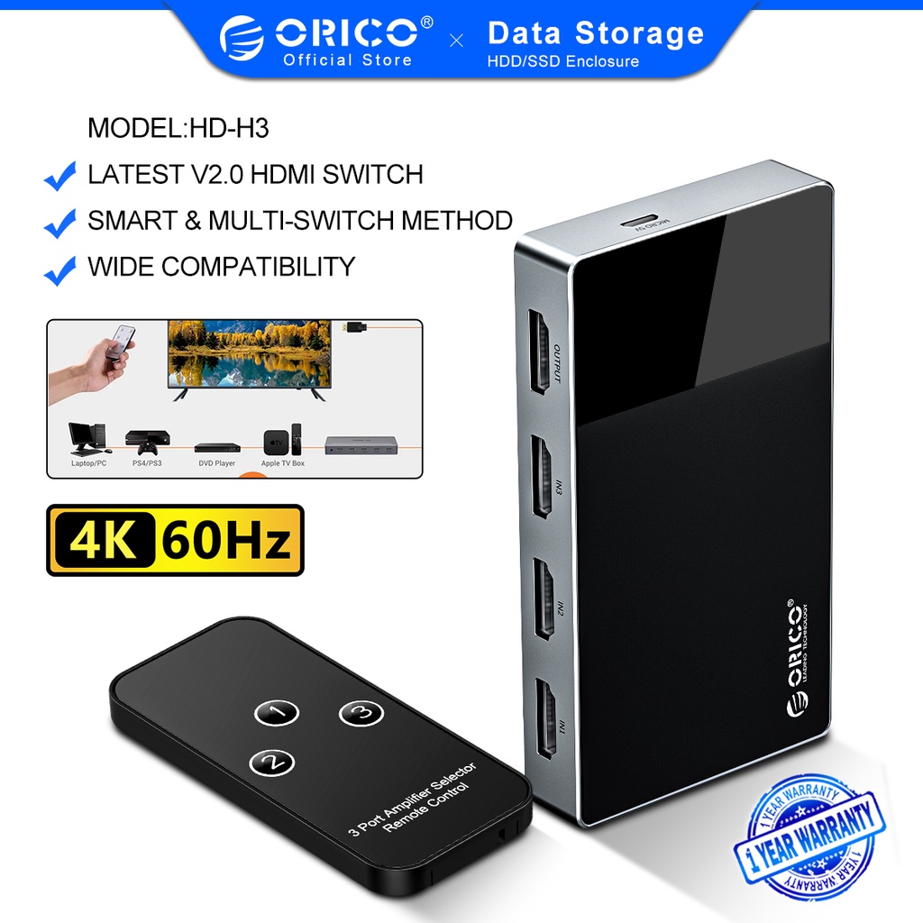 ORICO Bộ Chia Cổng HDMI 4K 4 Trong 1 Hỗ Trợ 4K @ 60Hz Ultra HD 3D 2160P 1080P Cho TV Box PC Xbox PS4