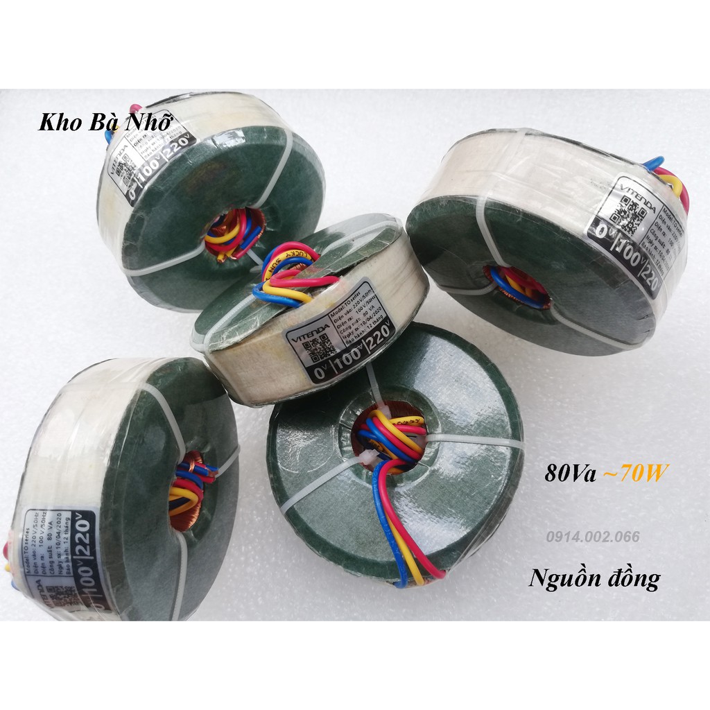 (80Va). Bộ đổi nguồn gắn trong 220V sang 100V công suất 80Va cho quạt Nhật, lọc khí, xạc pin máy 100V... nguồn đồng xịn.