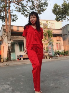 Bộ lụa gấm quần dài tay cộc