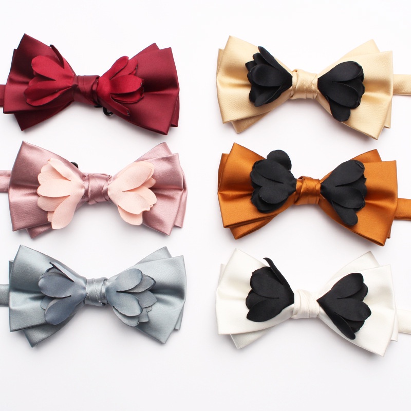 Nơ Cài Cổ Áo Bằng Lụa Polyester Nhiều Lớp Thắt Nơ In Họa Tiết Hoa Nhiều Màu Sắc Dành Cho Nam