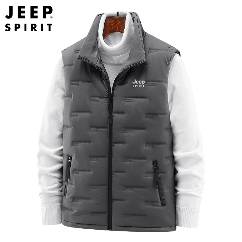 JEEP Áo Khoác Sát Nách Vải Cotton Lót Lông Cừu Cá Tính Cho Nam