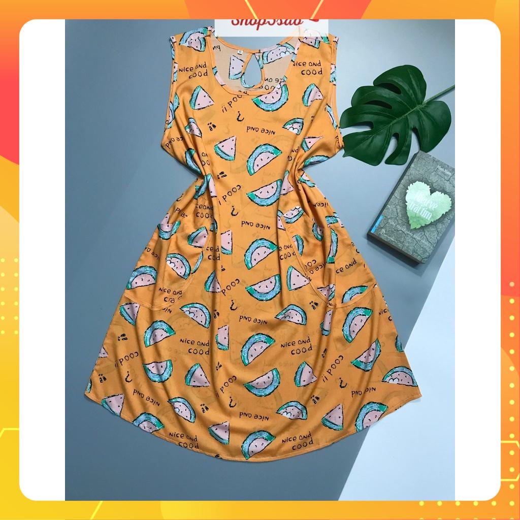 Váy lanh - Đầm ngủ mặc nhà lanh (tole) SHOP5SAO có túi BIGSIZE (55-70kg)