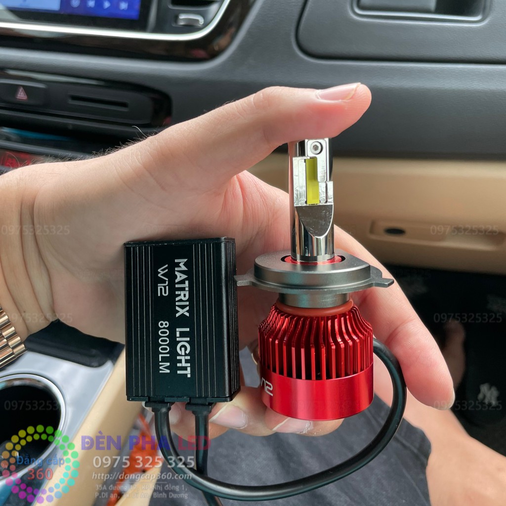 Đèn LED matrix light w12 50W lên pha giữ cos, đèn pha led matrixlight mới chân H4 - king led z10 kingled z10s